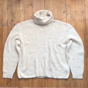 Topshop long-sleeve, cream-coloured cowl neck drop shoulder sweater, size 12